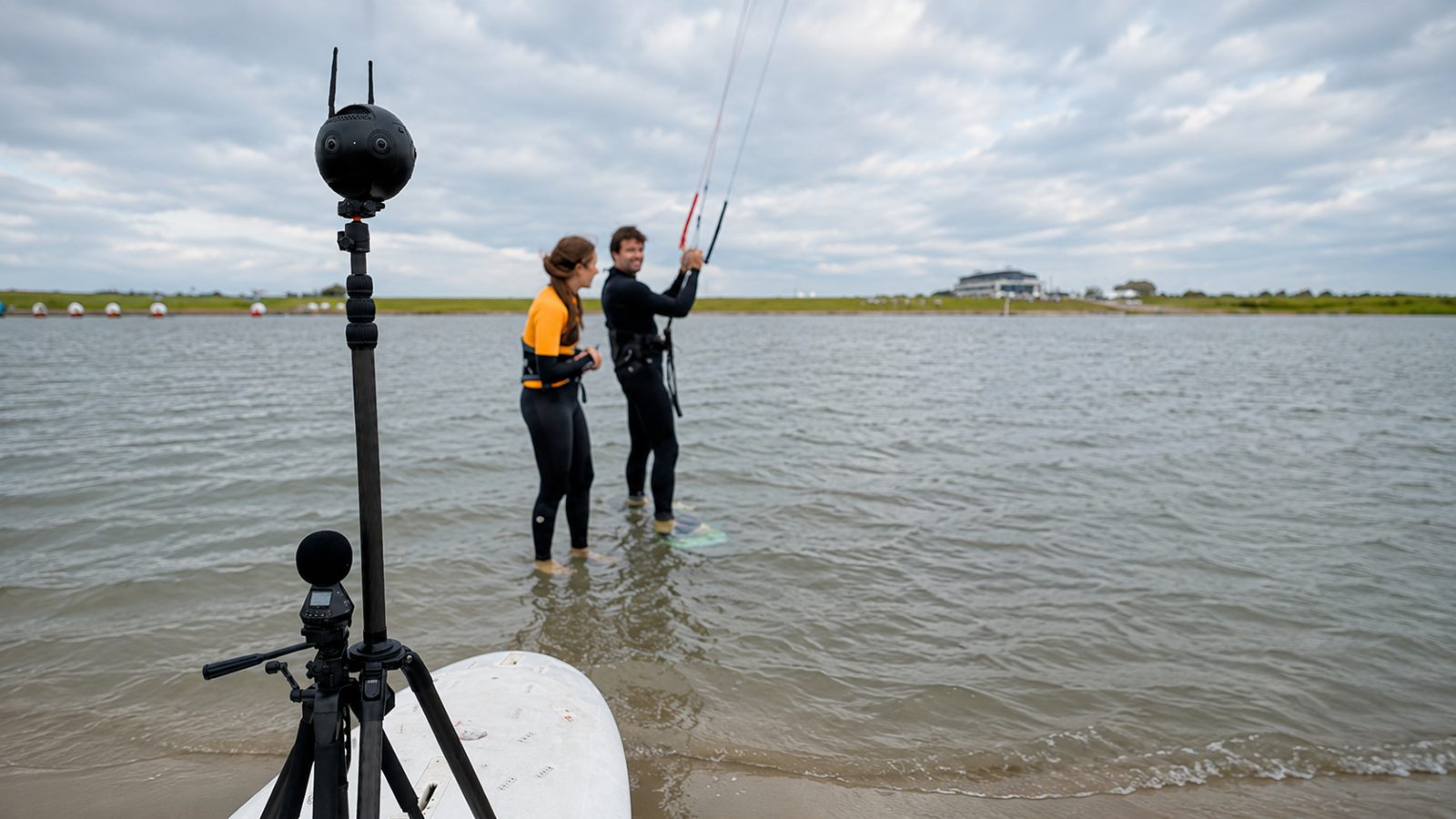 360°-Dreh einer Kitesurf-Stunde im Wattenmeer
